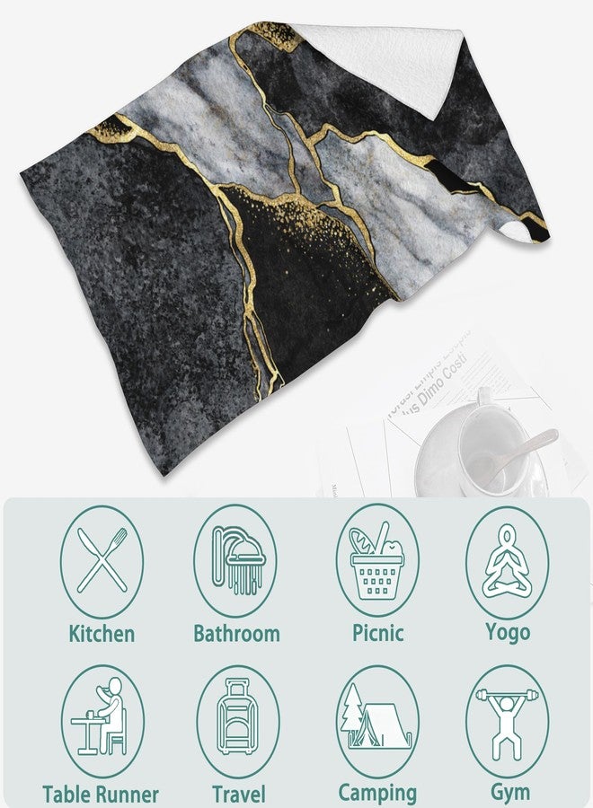 Snowmolle 2 Pack Hand Bath Towel,Black and White Marble Fingertip Towel Decorative Bath Towel Bathroom Kitchen Towel Set Highly Absorbent SPA Gym Towels 14x28 Inch - Image 5